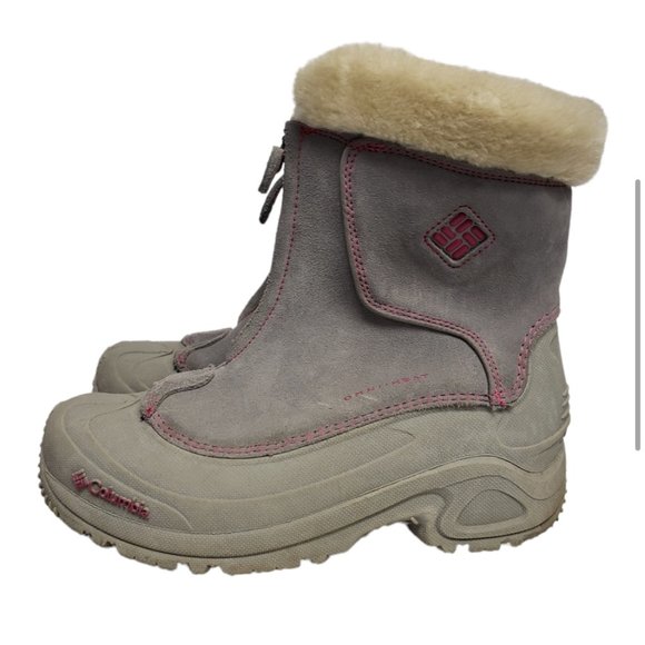 Columbia girl's size 3 omni-heat lined winter boots w/ front zipper in grey EUC - Picture 2 of 11